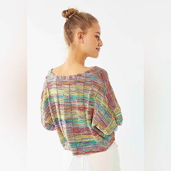 UO Micah Rainbow Ribbed V-Neck Sweater - Picture 3 of 7